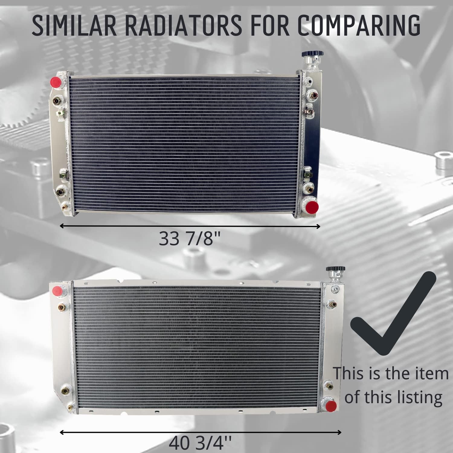 4 Row Radiator for 1988-2000 Chevy GMC C1500 C2500 C3500 K1500 K2500 K3500 Suburban Tahoe Yukon Cadillac Escalade 88 89 90 91 92 93 94 95 96 97 98 99 00 V6 V8, with Shroud Fan & Relay