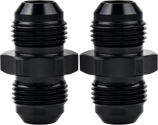 8AN Male to Male Flare Coupler Union Straight Fuel Hose Adapter Fitting Black 2PCS