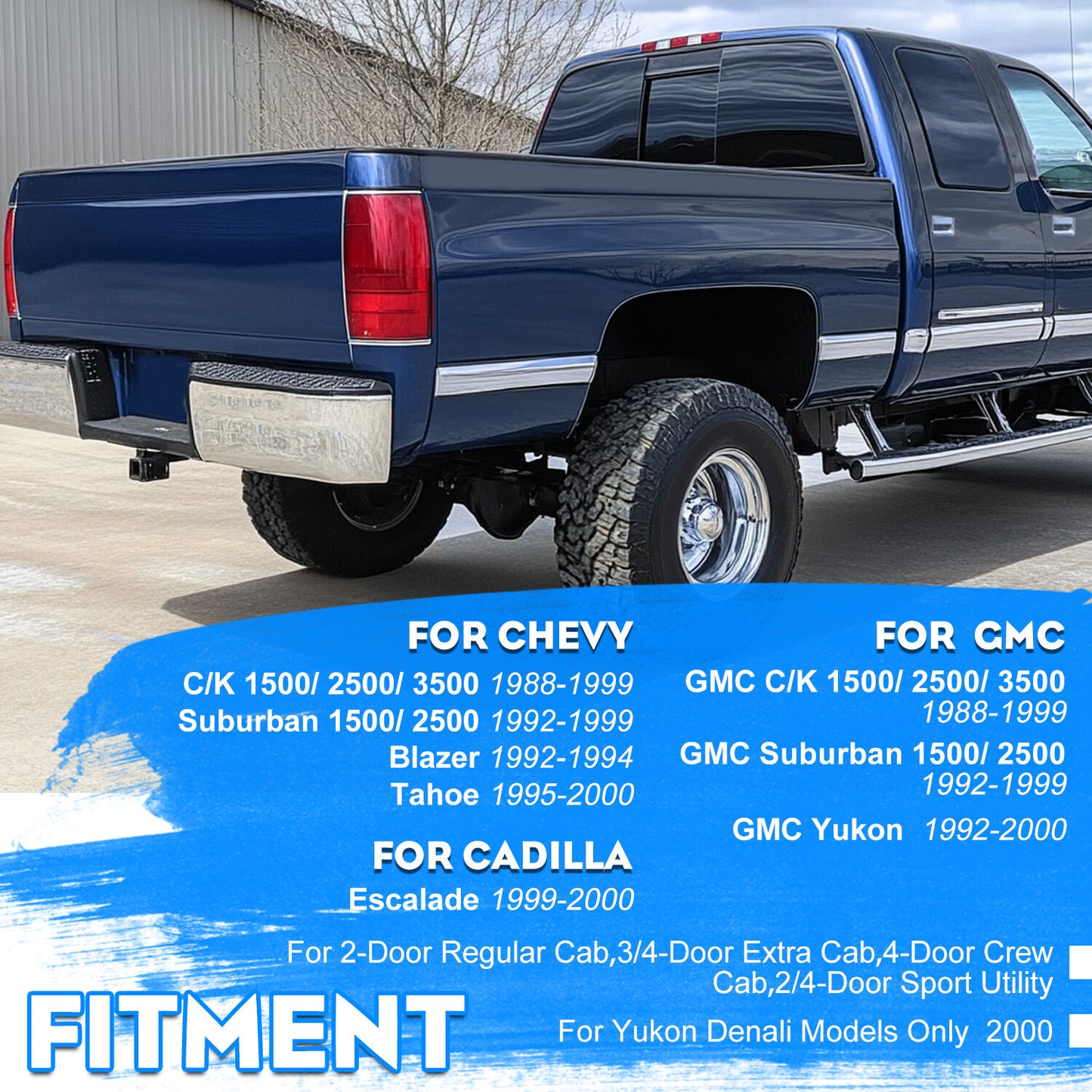 DOT Fits 88-98 Chevy GMC C/K 1500-3500 Yukon Silverado Smoke LED Tail Lights