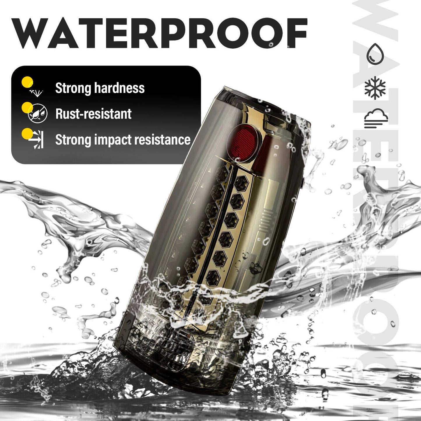 DOT Fits 88-98 Chevy GMC C/K 1500-3500 Yukon Silverado Smoke LED Tail Lights