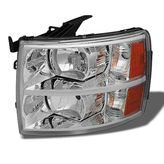 - for 07-13 Chevy Silverado Pickup Truck Chrome Headlight Front Lamp Driver Left Side Driect Replacement