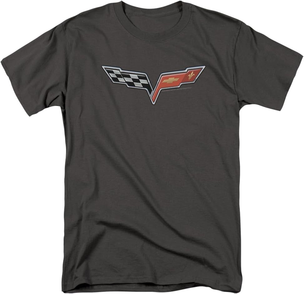 Chevy Corvette Convertible Racing Logo GM Car, T Shirt Grey