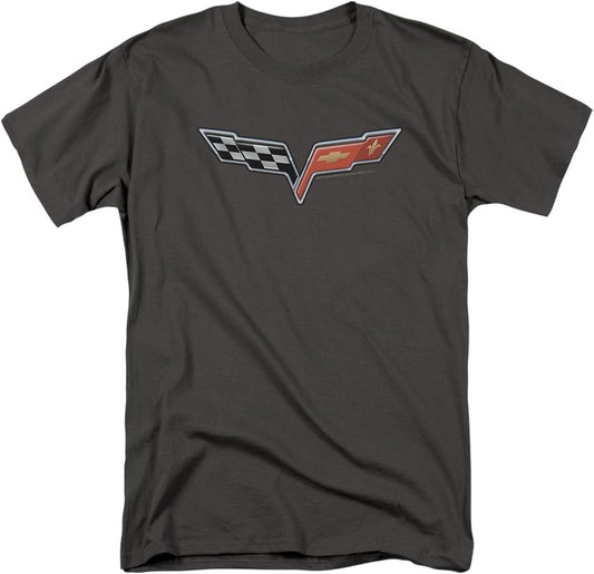 Chevy Corvette Convertible Racing Logo GM Car, T Shirt Grey