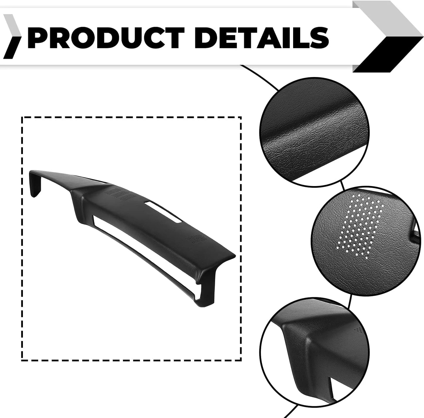 Black Dashboard Cover Dash Cap Compatible with 1981-1987 Chevy GMC Full Size Pickup 1981-1993 Chevy GMC SUV