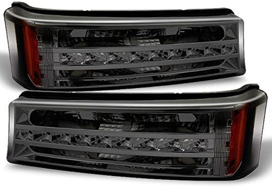 - for Chevy Silverado 1500 2500 3500 Avalanche LED Bumper Lights Turn Signal Lamps Smoke