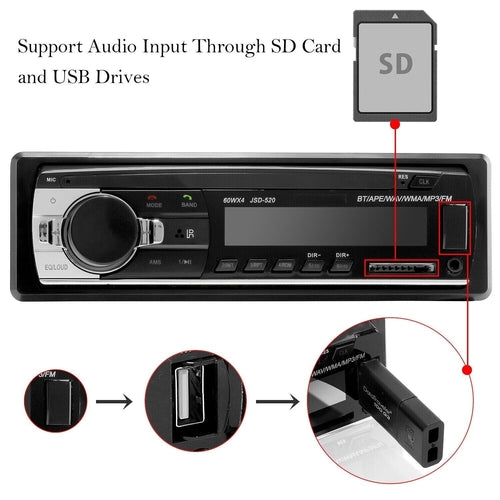 Bluetooth Car Stereo Audio In-Dash FM Aux Input Receiver SD USB MP3