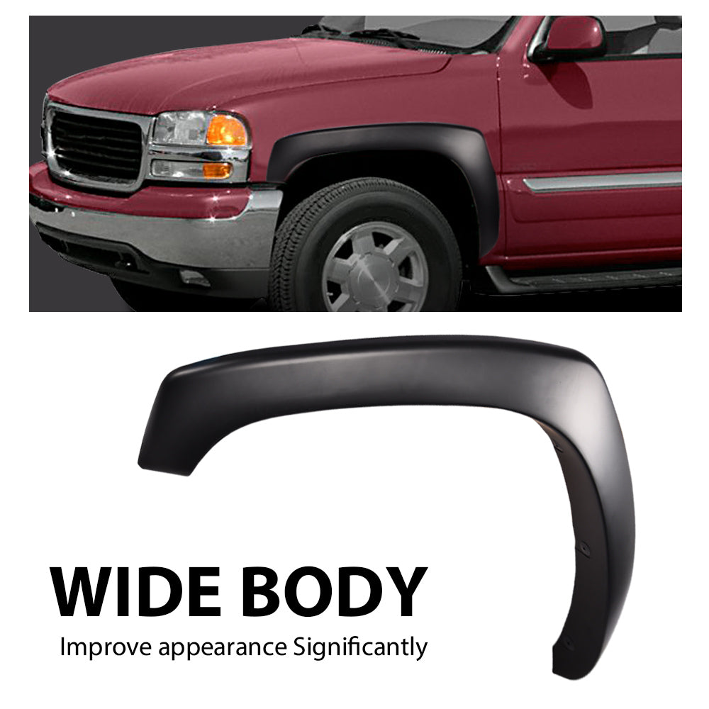 4 PCS Matte Factory Style Fender Flares Black Fit for 1999-2006 GMC Sierra Chevy Silverado