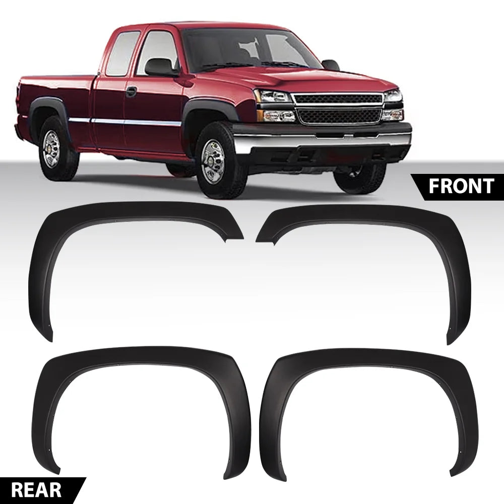 4 PCS Matte Factory Style Fender Flares Black Fit for 1999-2006 GMC Sierra Chevy Silverado