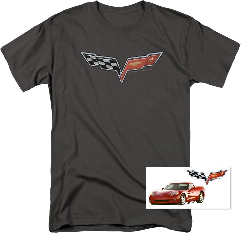 Chevy Corvette Convertible Racing Logo GM Car, T Shirt Grey