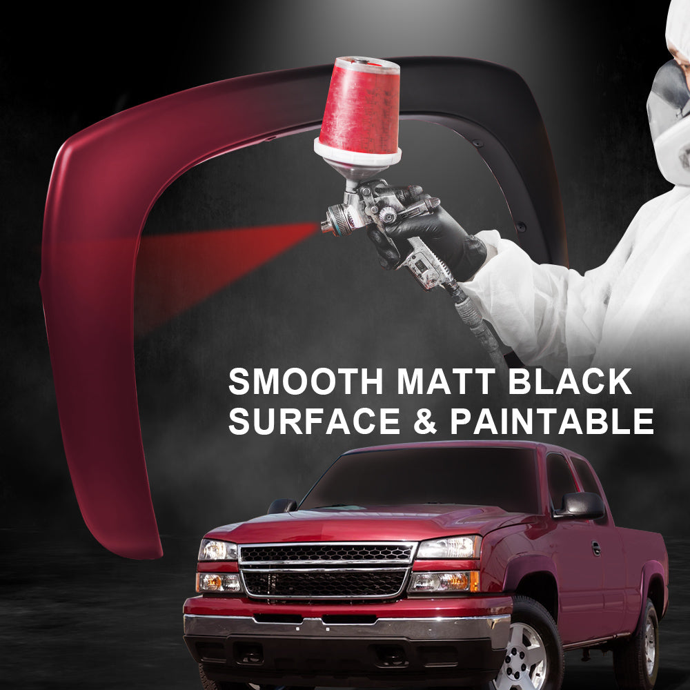 4 PCS Matte Factory Style Fender Flares Black Fit for 1999-2006 GMC Sierra Chevy Silverado