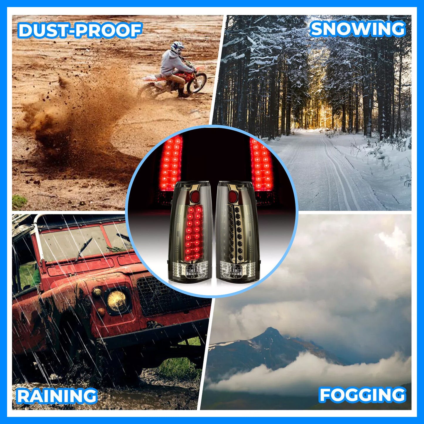 DOT Fits 88-98 Chevy GMC C/K 1500-3500 Yukon Silverado Smoke LED Tail Lights