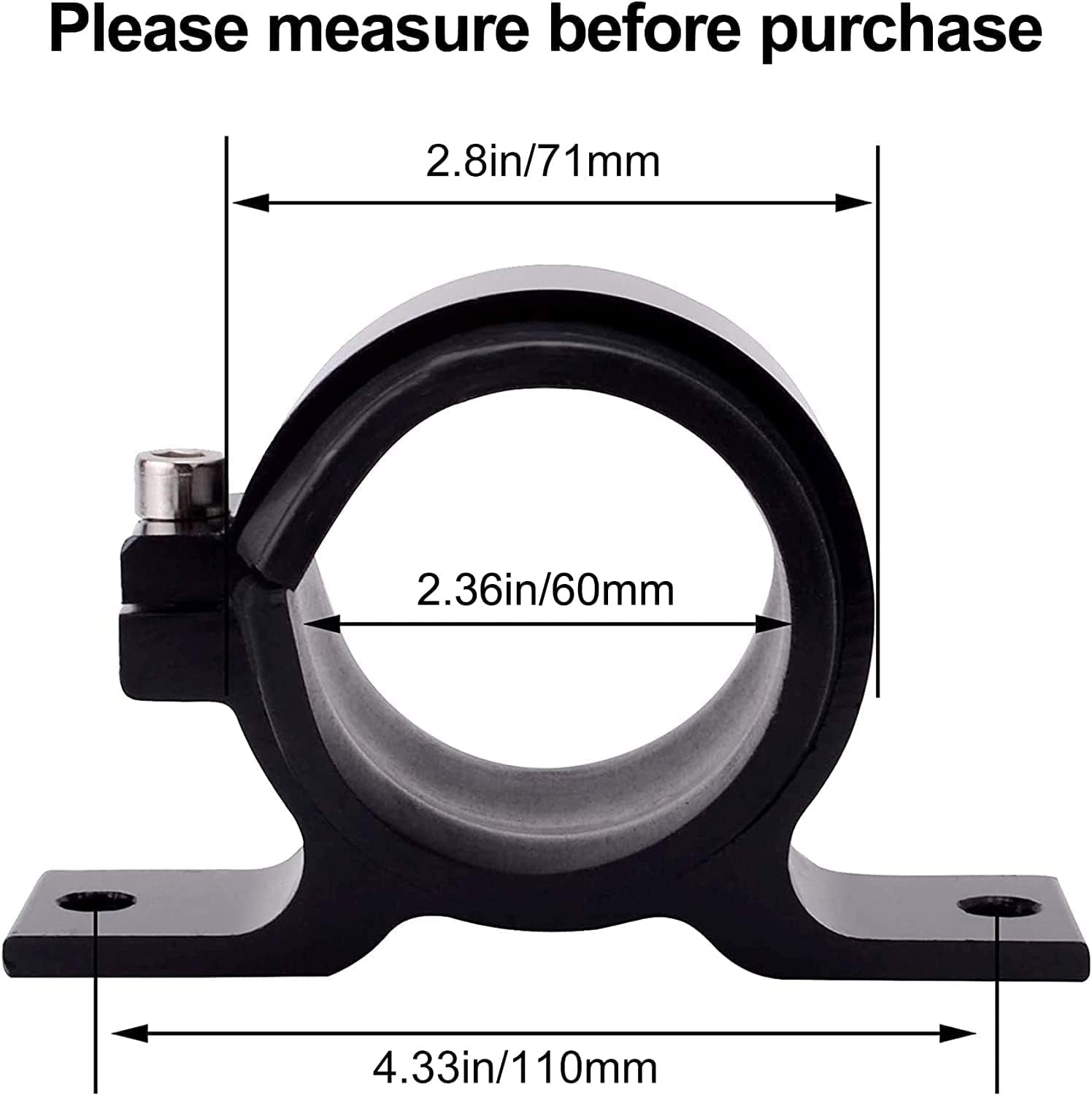 60Mm Fuel Filter Mounting Bracket, Fuel Pump Clamp Holder Black