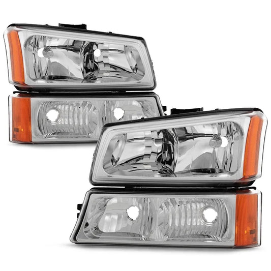 - for 2003-2006 Chevy Silverado Avalanche OE Replacement Chrome Headlights Driver+Passenger Head Lamps Pair