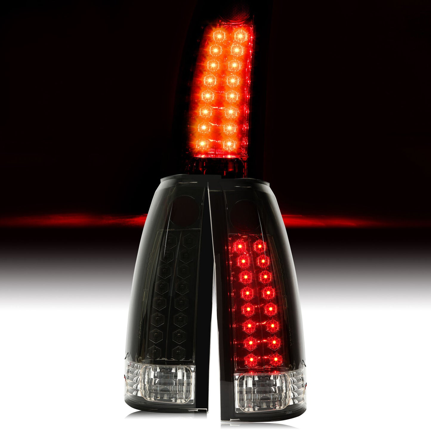 DOT Fits 88-98 Chevy GMC C/K 1500-3500 Yukon Silverado Smoke LED Tail Lights