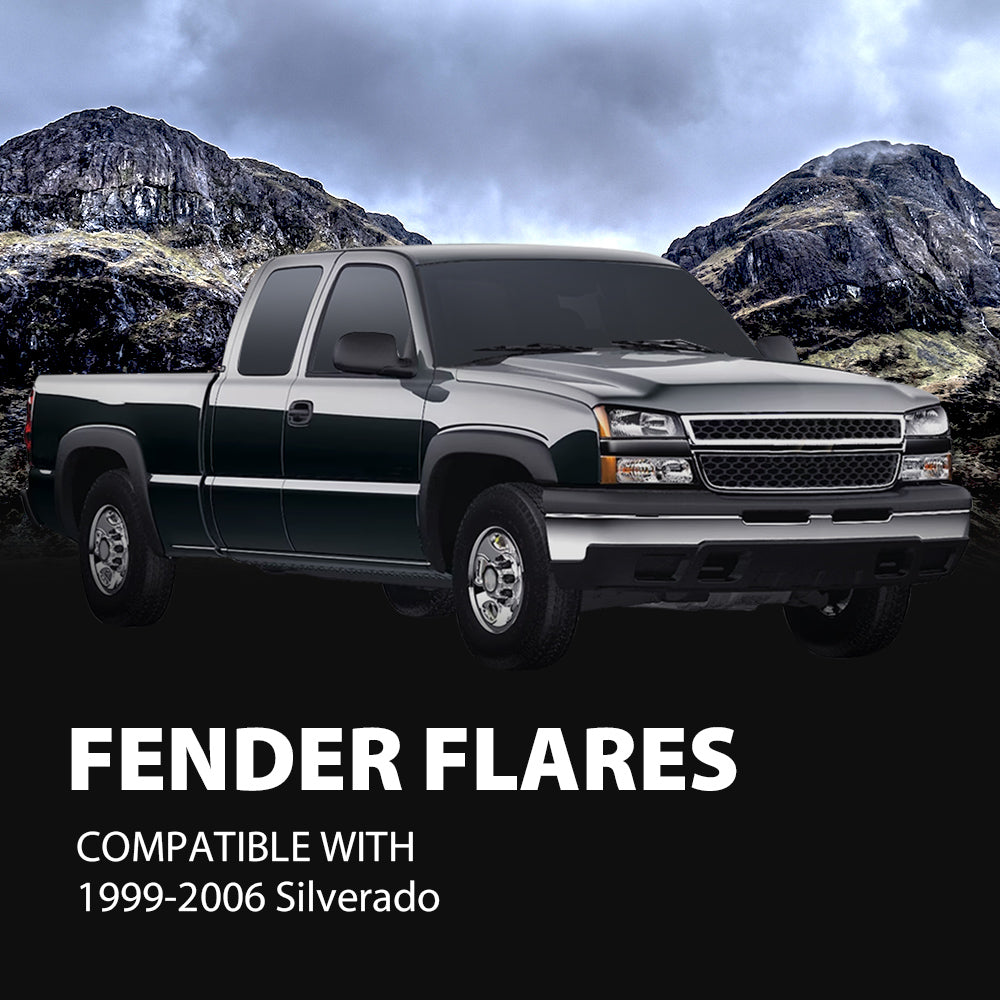 4 PCS Matte Factory Style Fender Flares Black Fit for 1999-2006 GMC Sierra Chevy Silverado