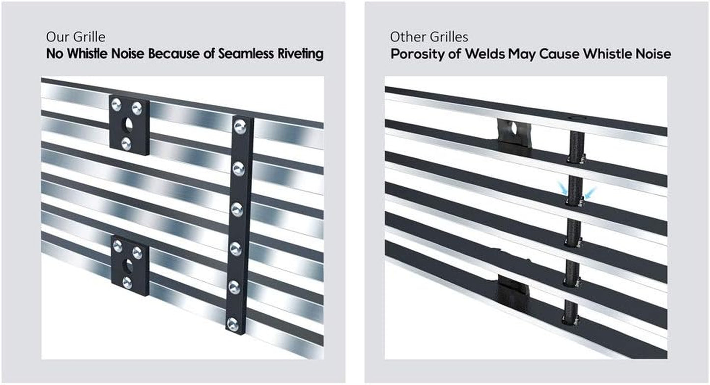 Compatible with Chevy Silverado 1500 2500 3500 1999-2000 & Suburban Tahoe 00-06 Main Upper Stainless Steel SS Chrome Billet Front Grill Grille Insert C65701A