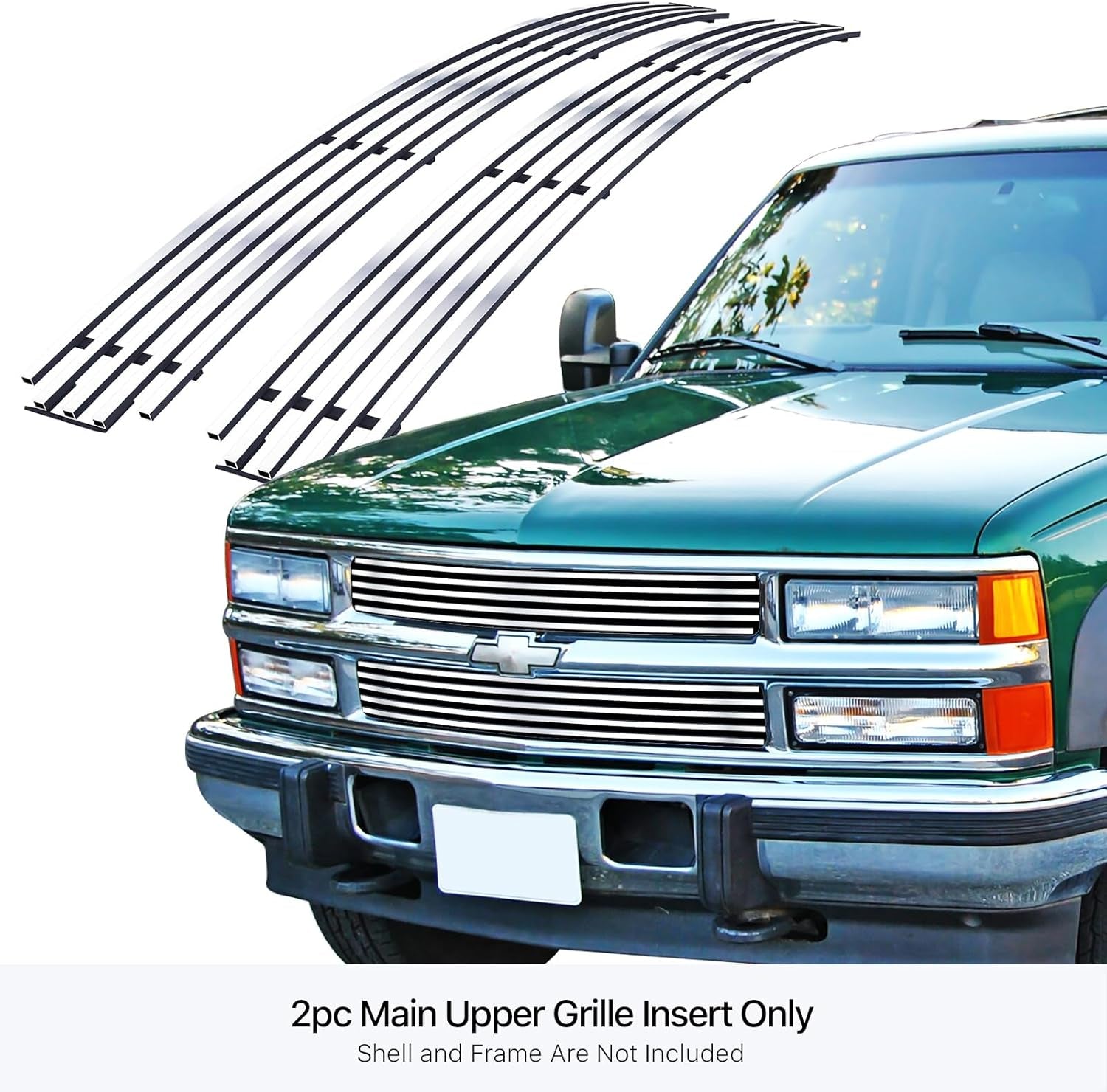 Compatible with Chevy Blazer C K Pickup Suburban 1994-1999 & 95-99 Tahoe Main Upper Stainless Steel SS Chrome Billet Front Grill Grille Insert C85011A